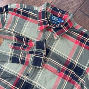 Polo‎ Ralph Lauren Shirt Whitfield Custom Fit Check Suede Pads Plaid Mens XL